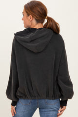 Black Fleece Half Zip Drop Shoulder Hoodie