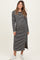 Black Striped Stitch Detail Long Sleeve Maternity Midi Dress