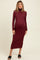 Burgundy Turtle Neck Ribbed Fitted Long Sleeve Maternity Maxi Dress
