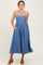 Denim Open Tied Back A-Line Midi Dress