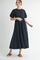 Navy Cotton Pocketed Midi Dress