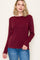 Burgundy Ribbed Knit Long Sleeve Top