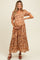 Rust Floral Smocked Tiered Maternity Midi Dress