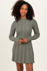 Olive Wide Rib Maternity Mini Sweater Dress