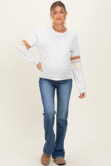 Heather Grey Colorblock Stripe Detail Maternity Sweatshirt