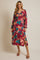 Burgundy Floral V-Neck Long Sleeve Dress