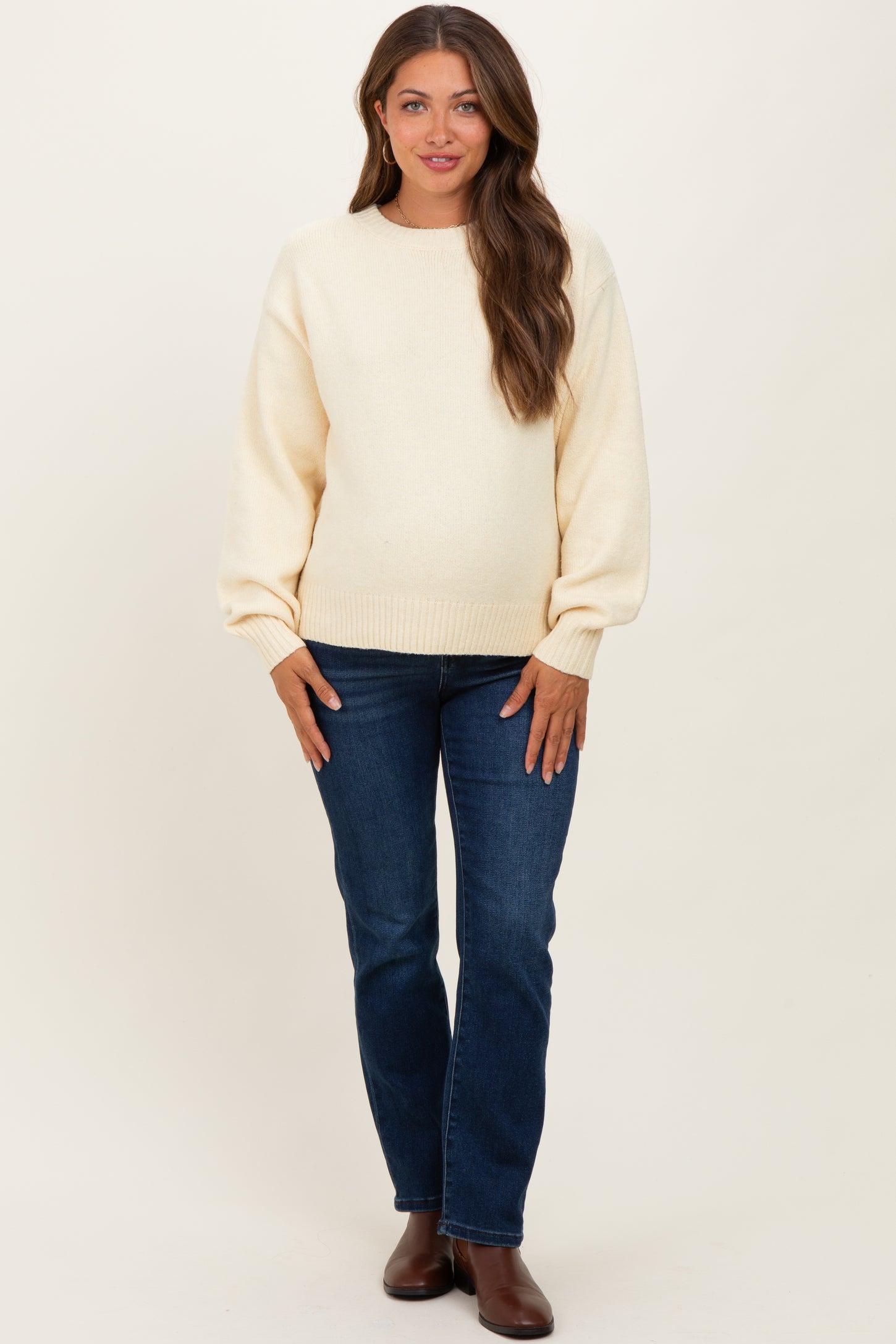 Yellow Chunky Knit Oversized Maternity Sweater