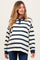 Cream Striped Oversized Long Sleeve Maternity Polo Top