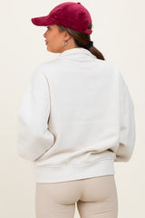 Ivory French Terry Quarter Zip Maternity Pullover