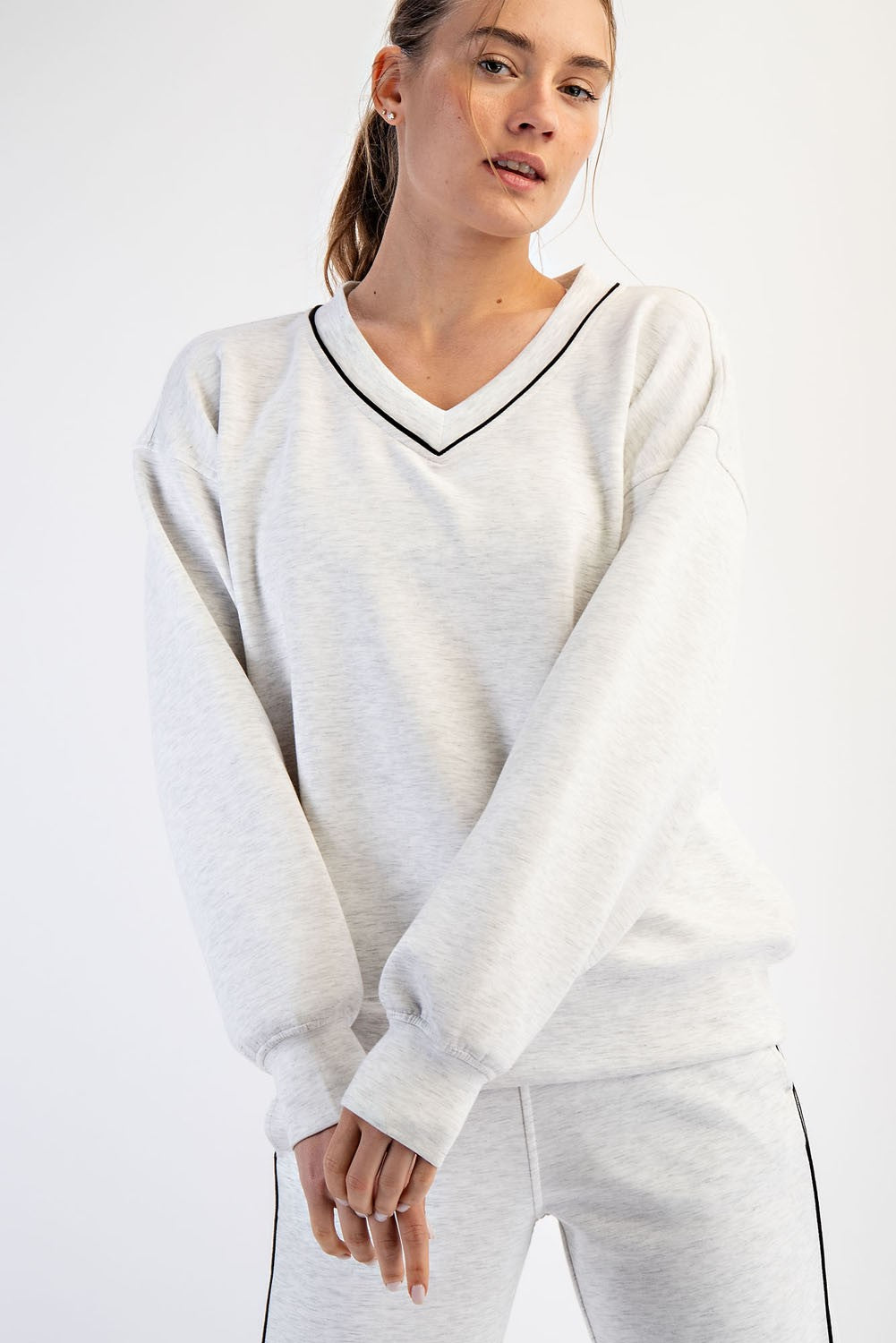 Heather Grey V-Neck Maternity Sweatshirt