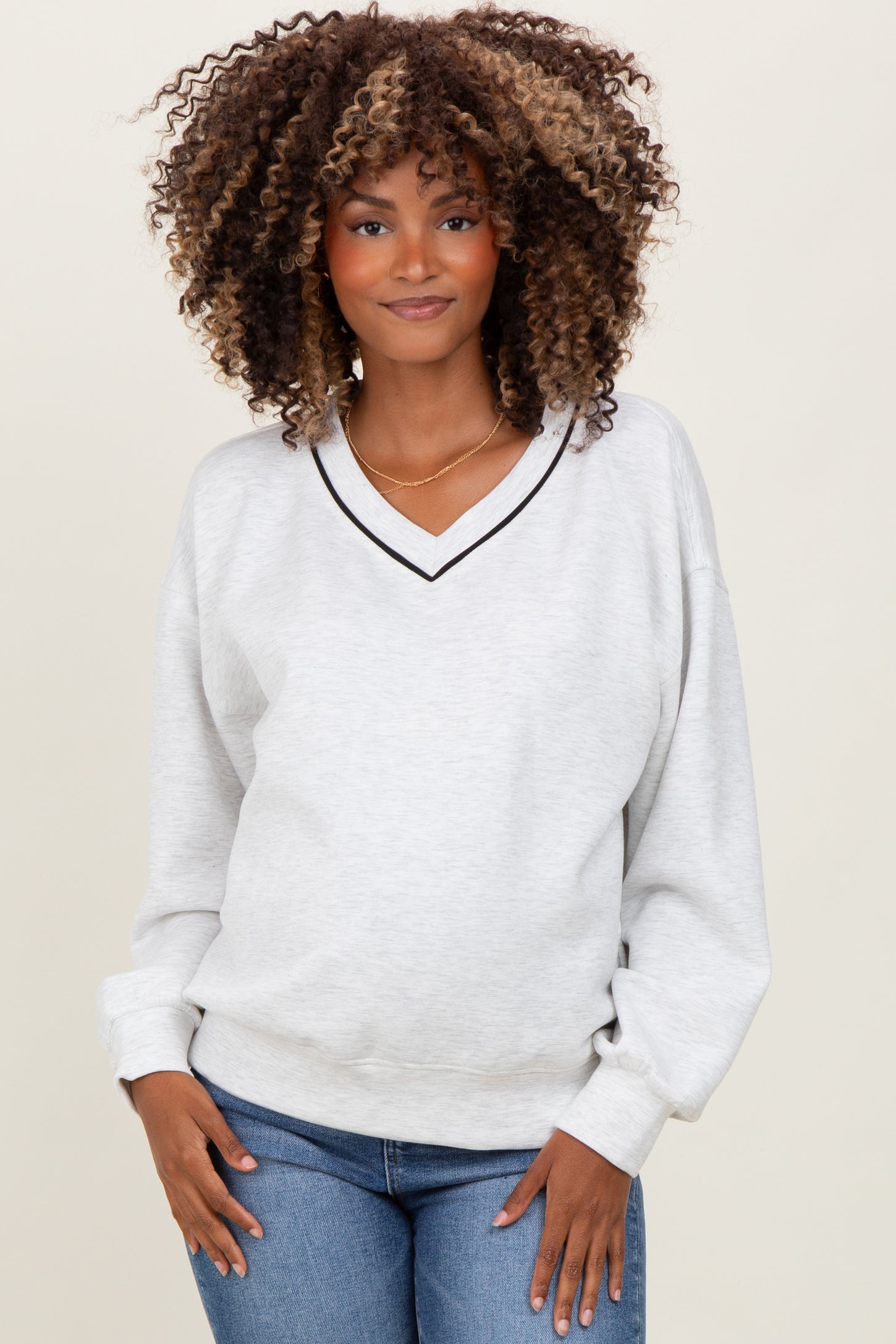 Heather Grey V-Neck Maternity Sweatshirt