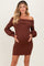 Brown Off The Shoulder Maternity Sweater Dress