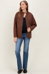 Brown Quilted Oversized Maternity Jacket