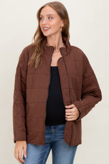 Brown Quilted Oversized Maternity Jacket