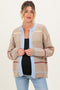 Beige Multicolor Stripe Chunky Knit Maternity Cardigan
