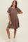 Brown Solid T-shirt Mini Dress