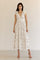 Ivory Floral Deep V-Neck Shoulder Tie Midi Dress