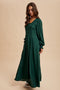 Forest Green Lace Detail Button Down Maxi Dress
