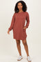 Rust Rib Knit Long Sleeve Dress