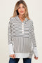 Cream Textured Stripe Button Up Maternity Hoodie