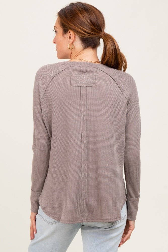 Taupe Baby Waffle Knit Long Sleeve Top