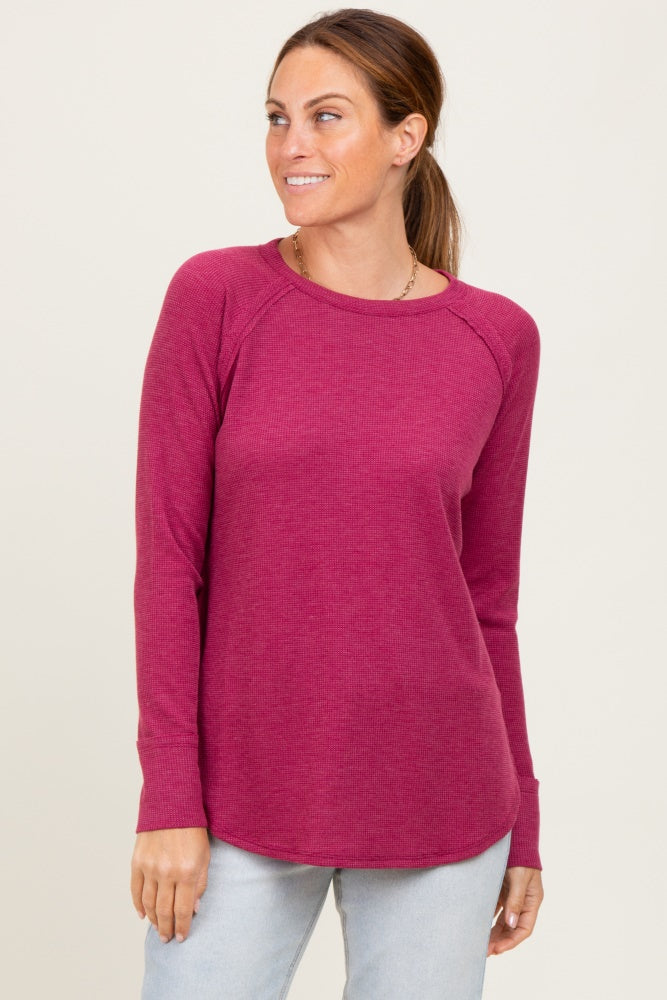 Burgundy Baby Waffle Knit Long Sleeve Maternity Top