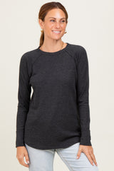Charcoal Baby Waffle Knit Long Sleeve Maternity Top