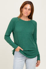 Green Baby Waffle Knit Long Sleeve Maternity Top