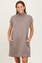 Light Taupe Mock Neck Mini Dress