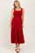 Burgundy Smocked Sleeveless Button Down Midi Dress