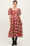 Rust Textured Maternity Midi Dress