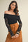 Black Lace Off Shoulder Long Sleeve Top