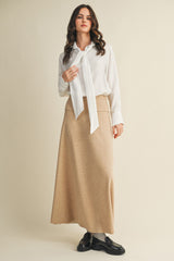 Beige Ribbed Maternity Maxi Skirt