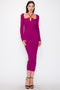 Magenta Cutout Cross-Strap Knit Midi Dress