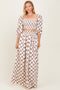 Brown Printed Smocked Crop Top Maxi Skirt Set