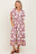 Plum Floral V-Neck Button Detail Mid Dress