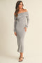 Heather Grey Off Shoulder Long Sleeve Maxi Dress