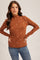 Dark Camel Knit Embroidered Floral Ruffle Hem Top