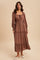 Mocha Square Neck Long Sleeve Maxi Dress