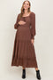 Mocha Square Neck Long Sleeve Maternity Maxi Dress