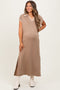 Mocha Collared Stitch Detail Short Sleeve Maternity Midi Dress