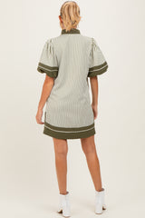 Olive Striped Contrast Border Maternity Mini Dress