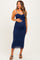 Navy Mesh Ruched Sleeveless Maternity Midi Dress