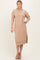 Camel Turtleneck Chunky Knit Midi Sweater Dress