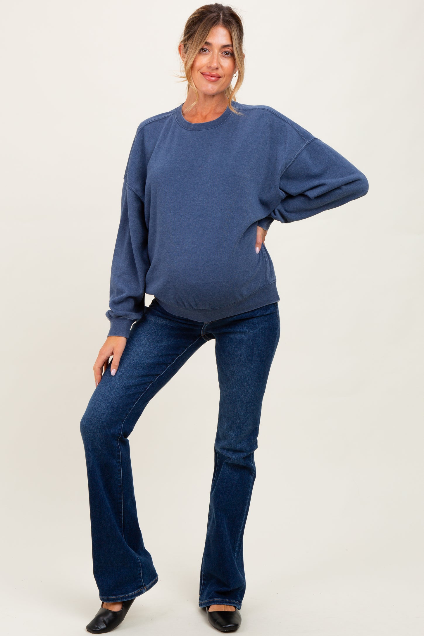 Navy Long Sleeve Maternity Sweatshirt
