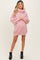 Pink Turtleneck Puff Sleeve Maternity Sweater Dress