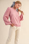 Pink Ribbed Bubble Sleeve Knit Top