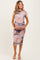Light Pink Floral Mesh Short Sleeve Maternity Midi Dress