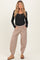 Light Taupe Brushed Knit Barrel Leg Maternity Joggers
