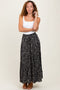 Black Floral Tiered Maxi Skirt